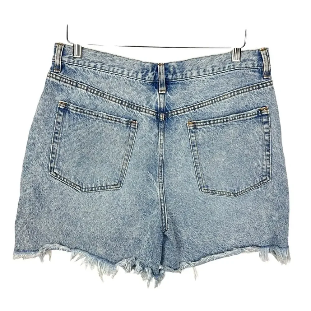 Fashion Nova V-waist High Rise Light Wash Distressed Cotton Denim Shorts Size 13